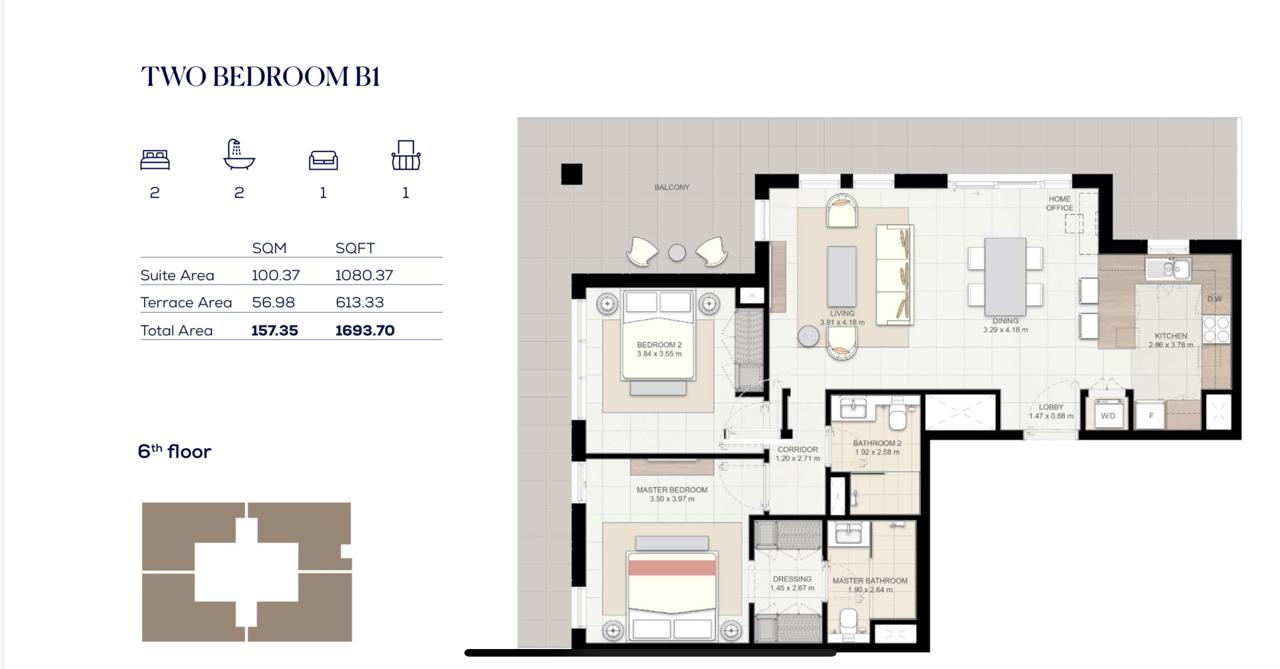 Large Terrace 2BR — Al Moruj Residences, image 5 of 5